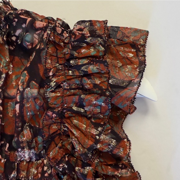 Ulla Johnson Womens  Silk Brown Metallic Top Size 2 Sleeveless - Picture 6 of 11